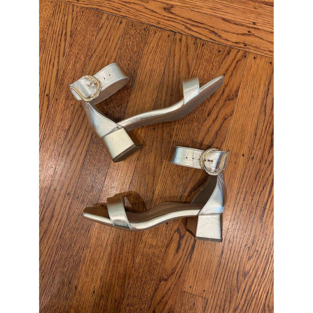Aerosoles Champagne Gold Metallic Block Heel Sandals Womens 8.5